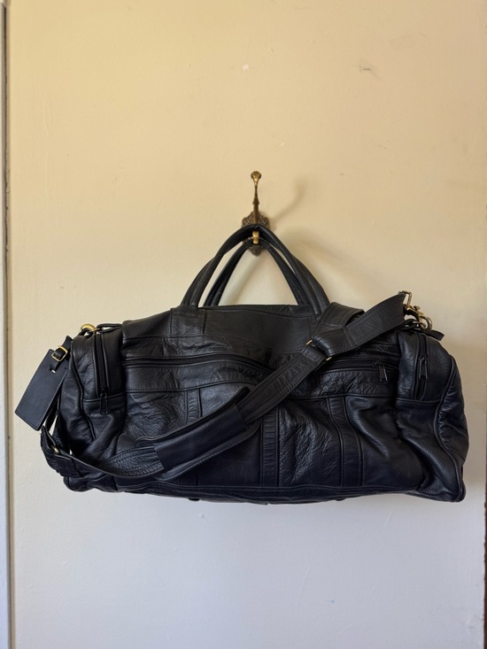 Other - Genuine Calfskin Leather Black Vintage Duffle Bag XL